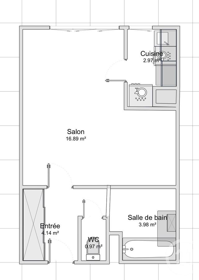 Appartement F1 à vendre - 1 pièce - 28.95 m2 - PARIS - 75011 - ILE-DE-FRANCE - Century 21 Parmentier - Saint Maur